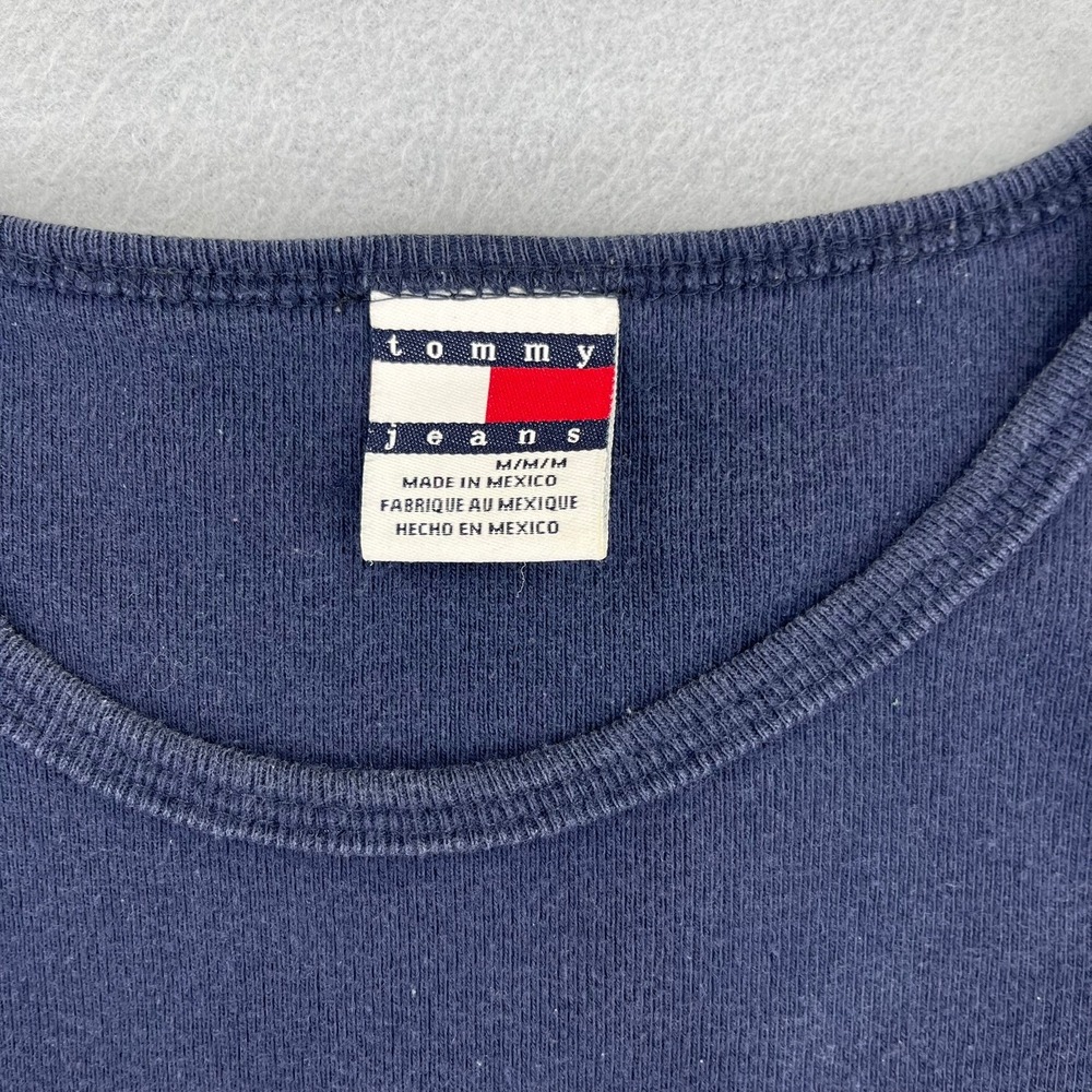 Tommy Girl Jeans Vintage Navy Blue Long Sleeve Rhinestone Star Shirt Womens M - Picture 4 of 13